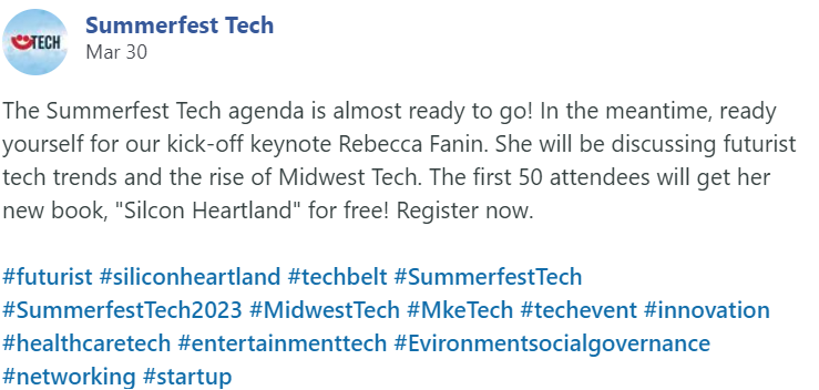 Summerfest Tech in Milwaukee, Keynote Speaker @ Potawatomi Hotel