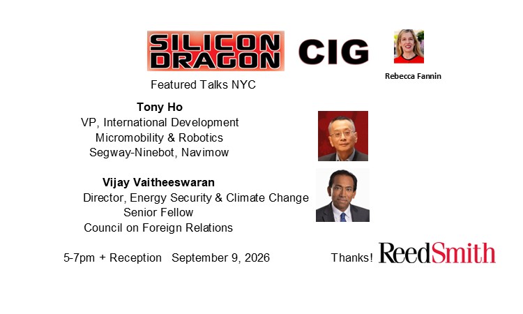 Silicon Dragon NY Sept Special: Robots, Energy @ Reed Smith